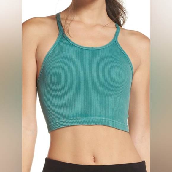 Free People Tops - Free People FP Movement happiness runs Crop top cropped brami ribbed Pine XS